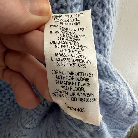 Moth Coastal Blue Knitted bell sleeve sweater size Medium wool blend - Picture 9 of 12